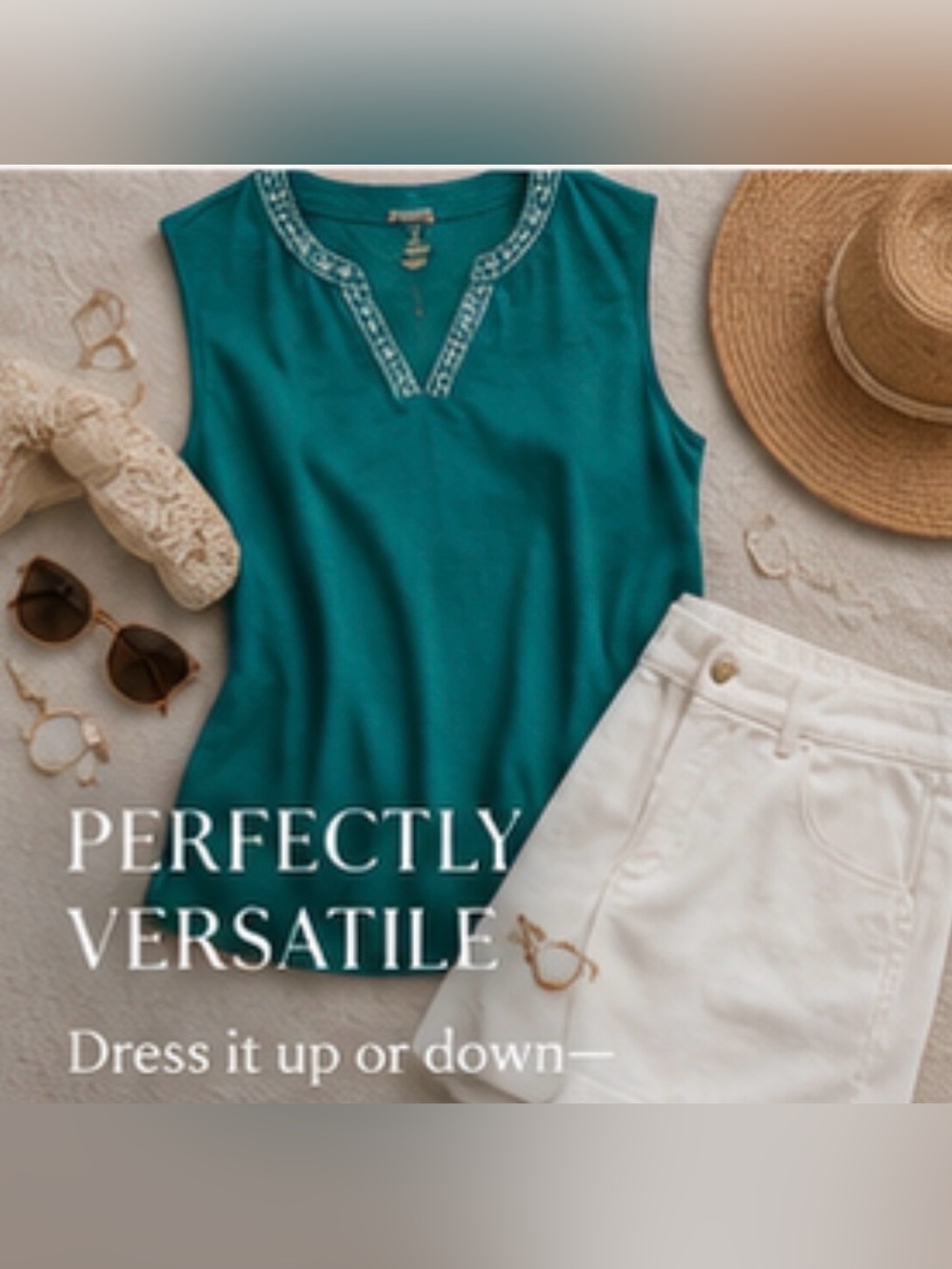 Sleeveless Embellished V-Neck Top size XL